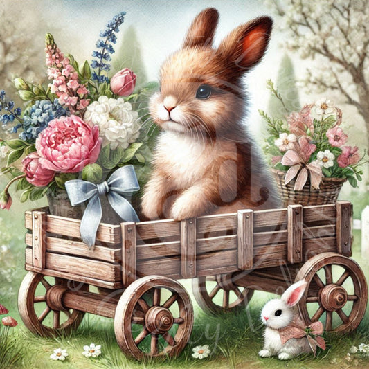 24 Bunny in a Toy Wagon
