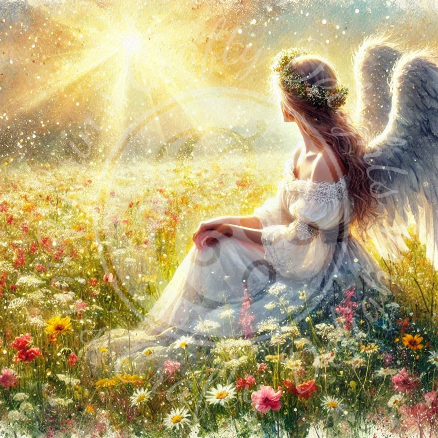 2 Sq Angel in Evening Field 8x8 Printable