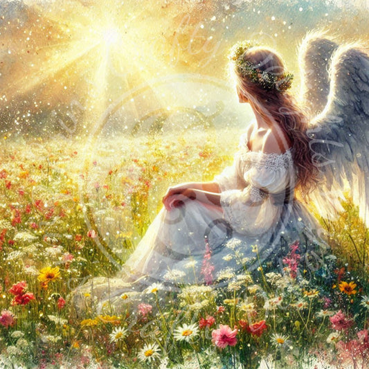 2 Sq Angel in Evening Field 8x8 Printable