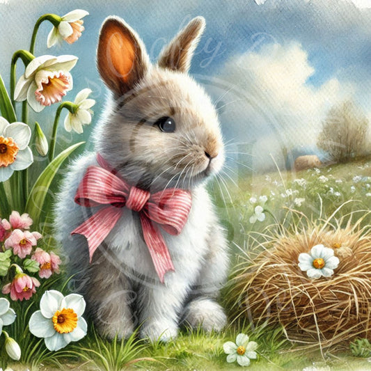 2 Bunny in the Flower Garden