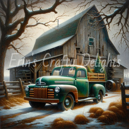 2 Green Truck and Barn