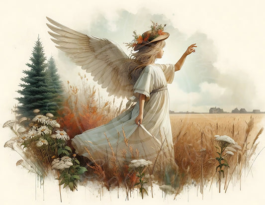 2H Fall Angel Child 8x10" Printable