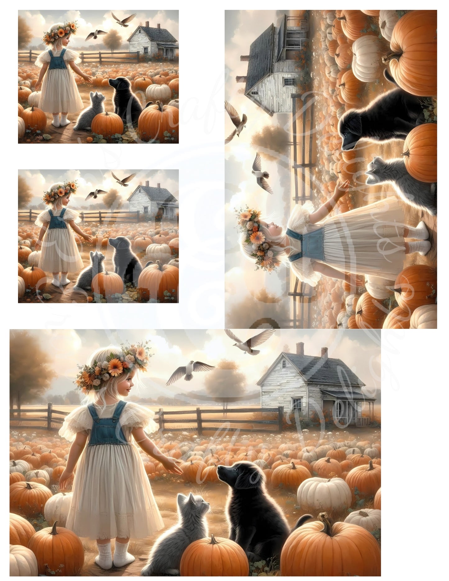 2H Fall Girl in Pumpkin Patch Printable Set