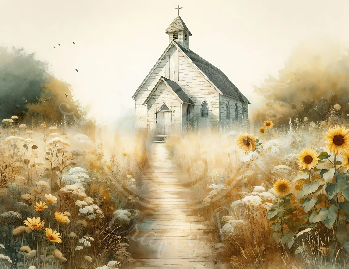 2H Sunflower Church 8x10" Printable