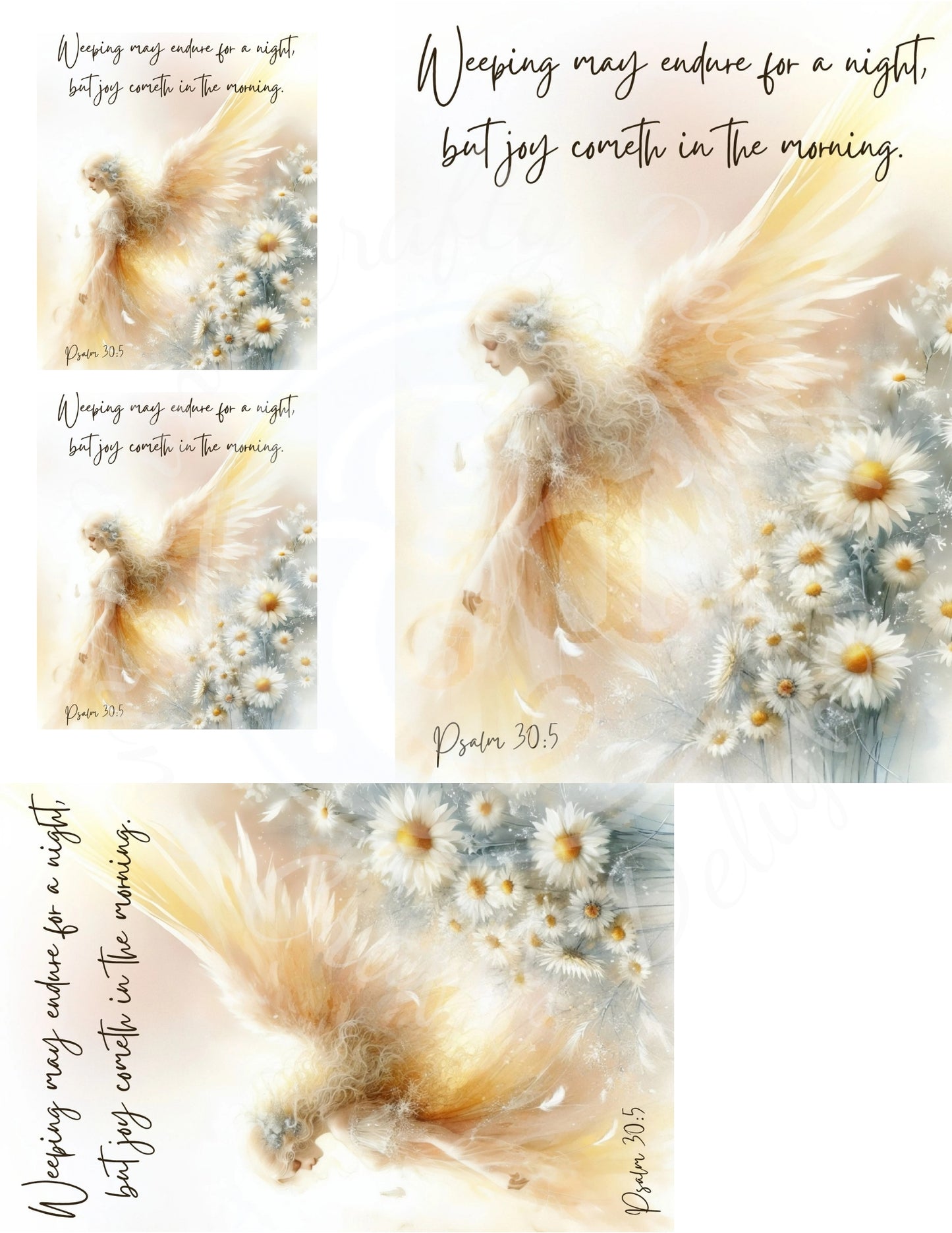 2 VMS Daisy Angel Psalm 30:5 Mix Size Printable Set