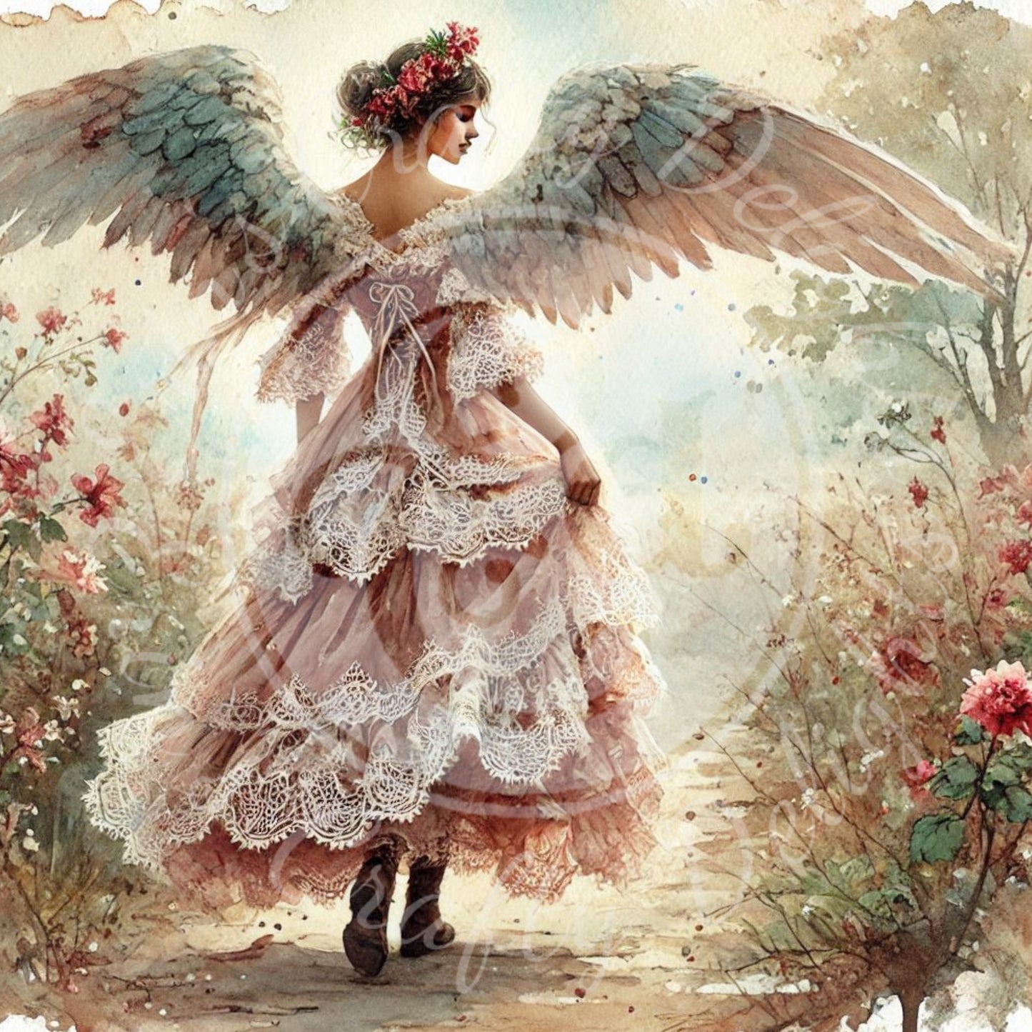 2 Sq Rustic Angel 8x8 Printable