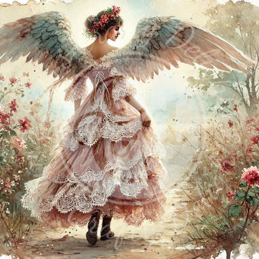 2 Sq Rustic Angel 8x8 Printable