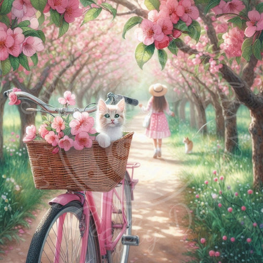 2 Spring Girl and Kitty in Pink
