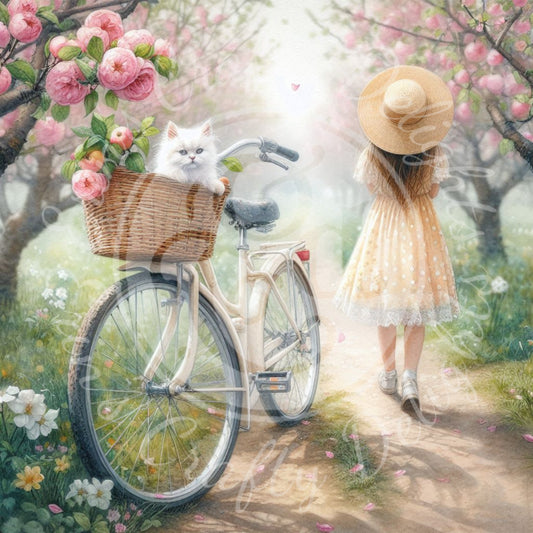 2 Spring Girl and Kitty in Yellow