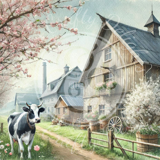 2 Springtime Holstein Cow