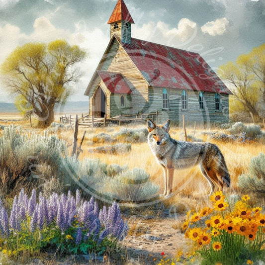 2 Spring Prairie Church and Coyote