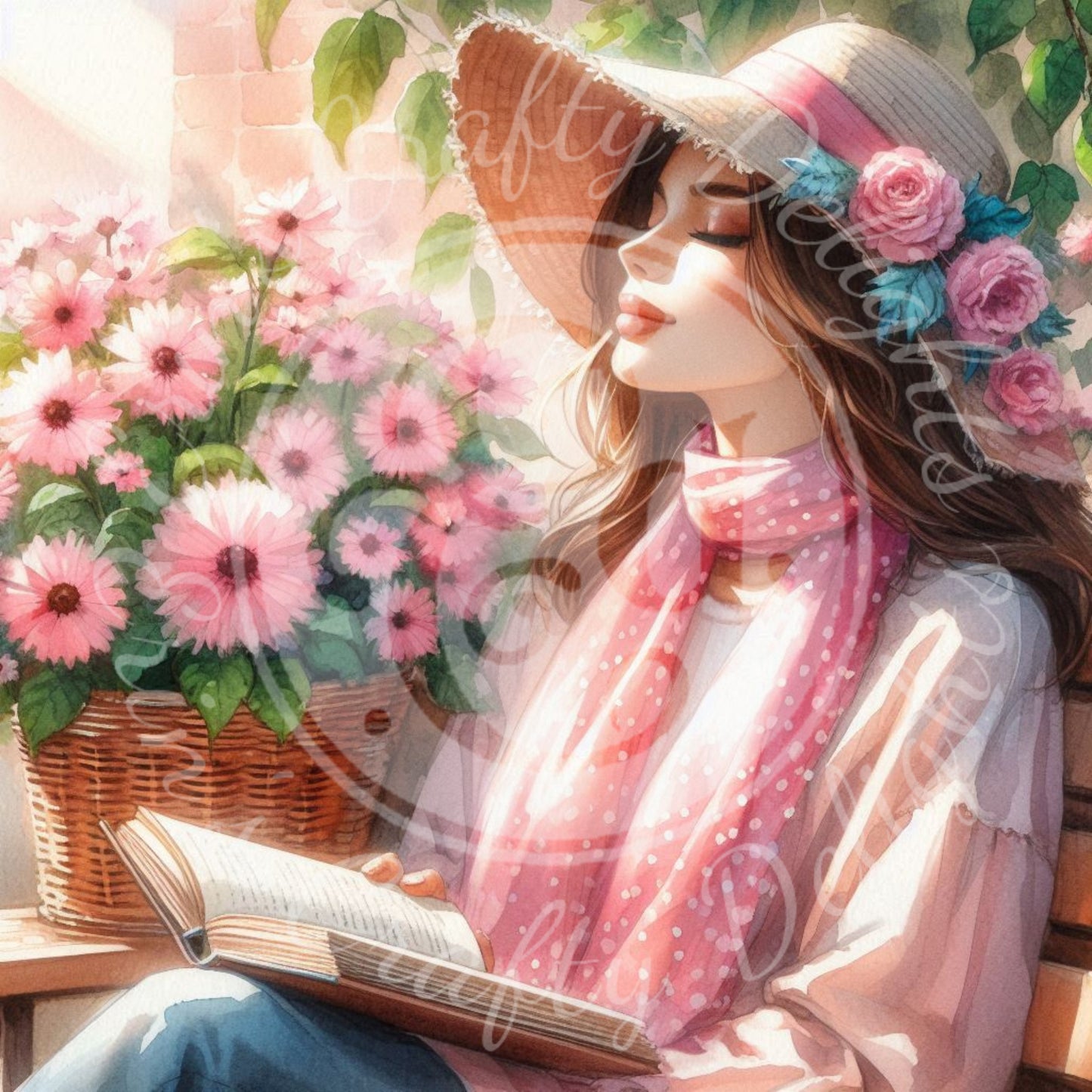 2 Spring Lady in Pink Scarf