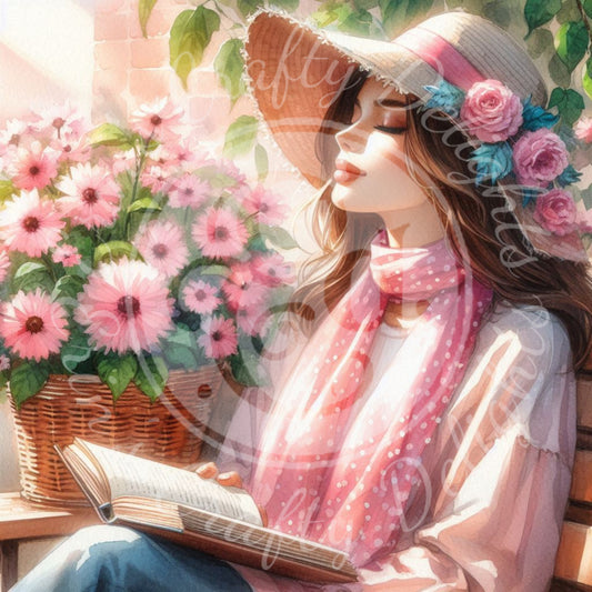 2 Spring Lady in Pink Scarf