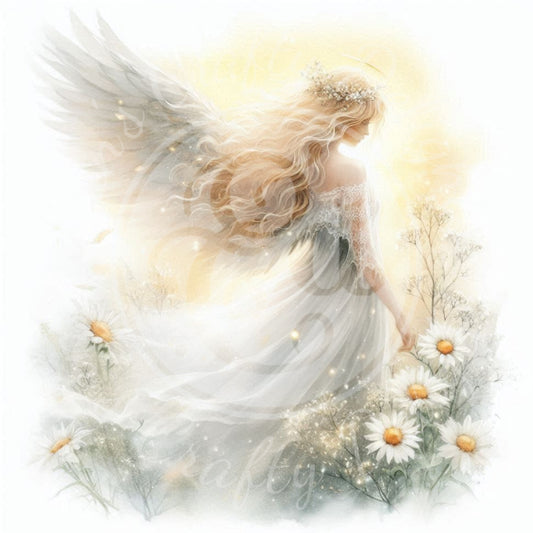 2 Sq Daisy Angel 8x8" Printable