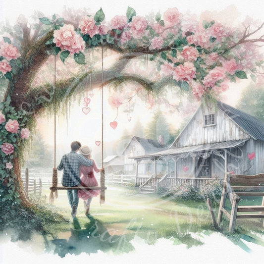2 Valentine's Day Couple on a Swing