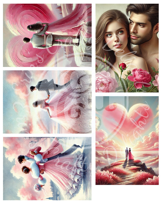 2 Valentine's Day ATC Artistic Trading Cards Backgrounds