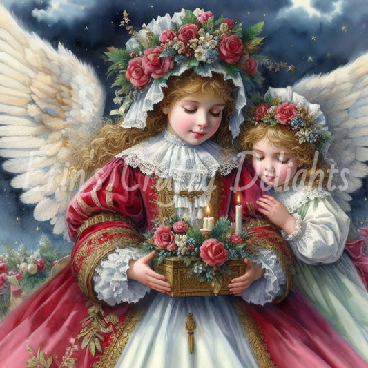 2 Sq Victorian Angel Child 8x8 Printable