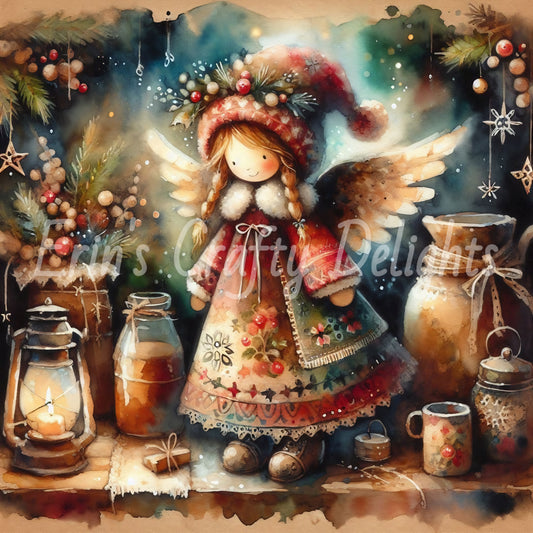 3 Sq Cute Christmas Angel 8x8 Printable