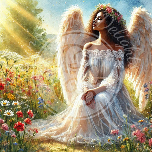 3 Sq Angel in Evening Field 8x8 Printable