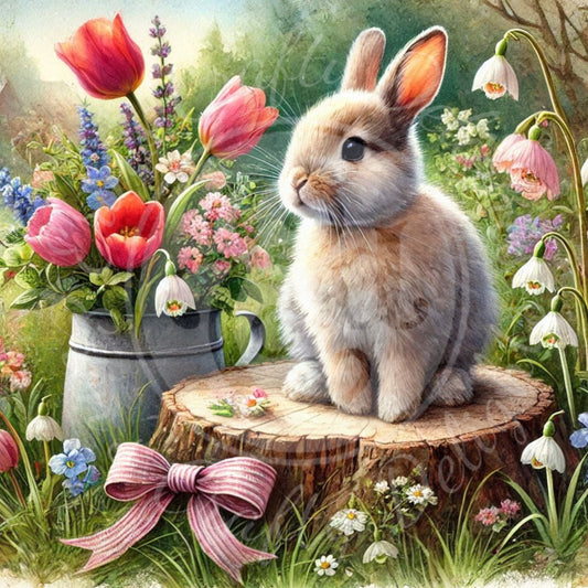 3 Bunny in the Flower Garden