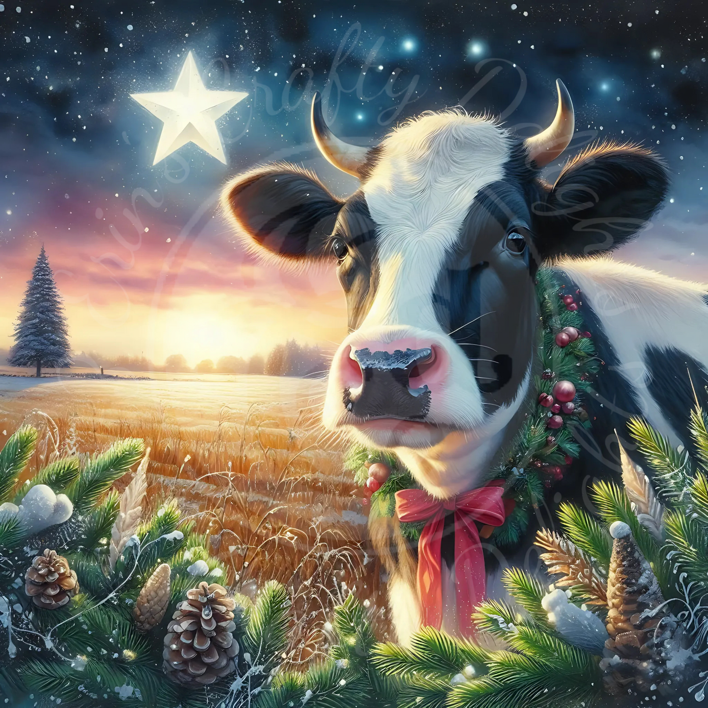 3 Christmas Holstein Cow