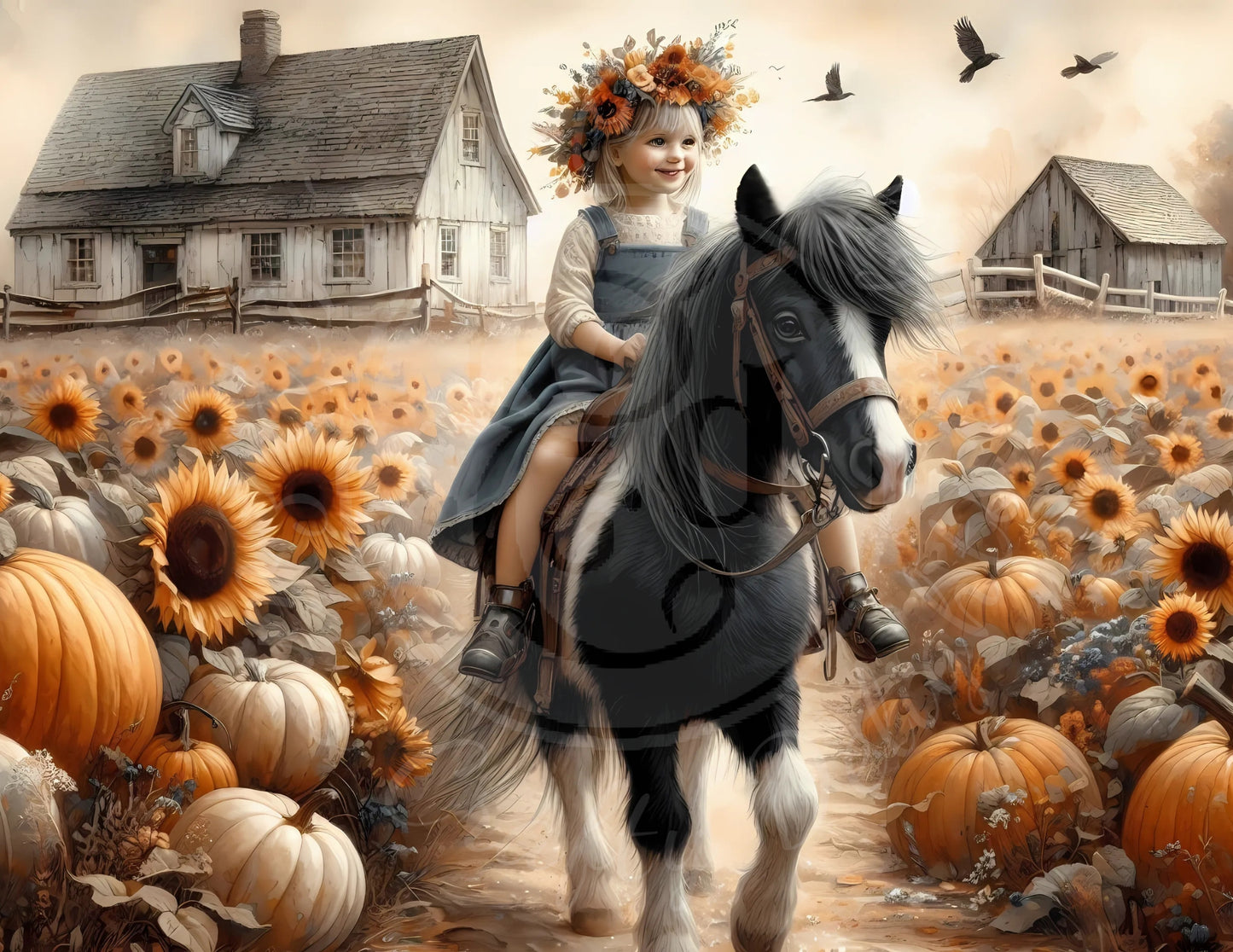 3H Fall Girl & Her Pony 8x10" Printable