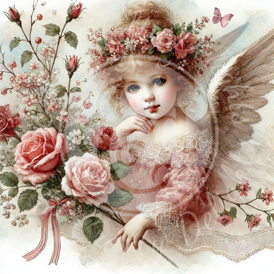 3 Sq Spring Angel Child 8x8 Printable
