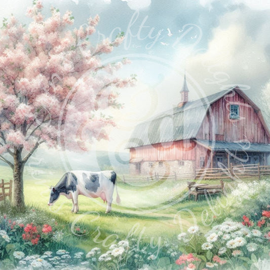 3 Springtime Holstein Cow