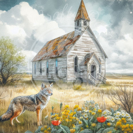 3 Spring Prairie Church and Coyote
