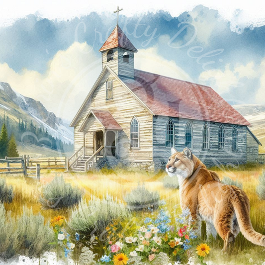3 Spring Prairie Church and Mountain Lion