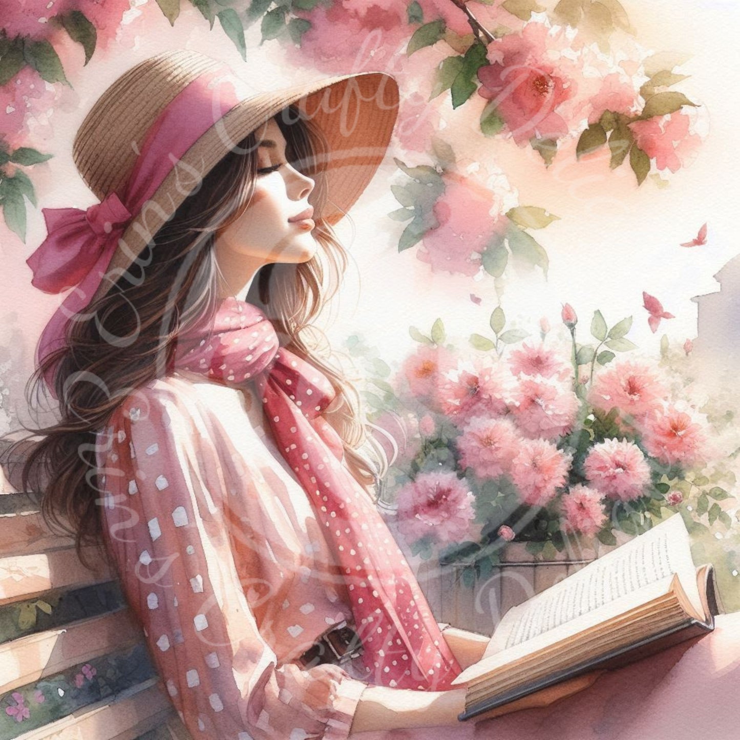 3 Spring Lady in Pink Scarf