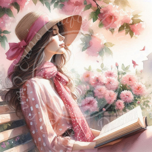 3 Spring Lady in Pink Scarf