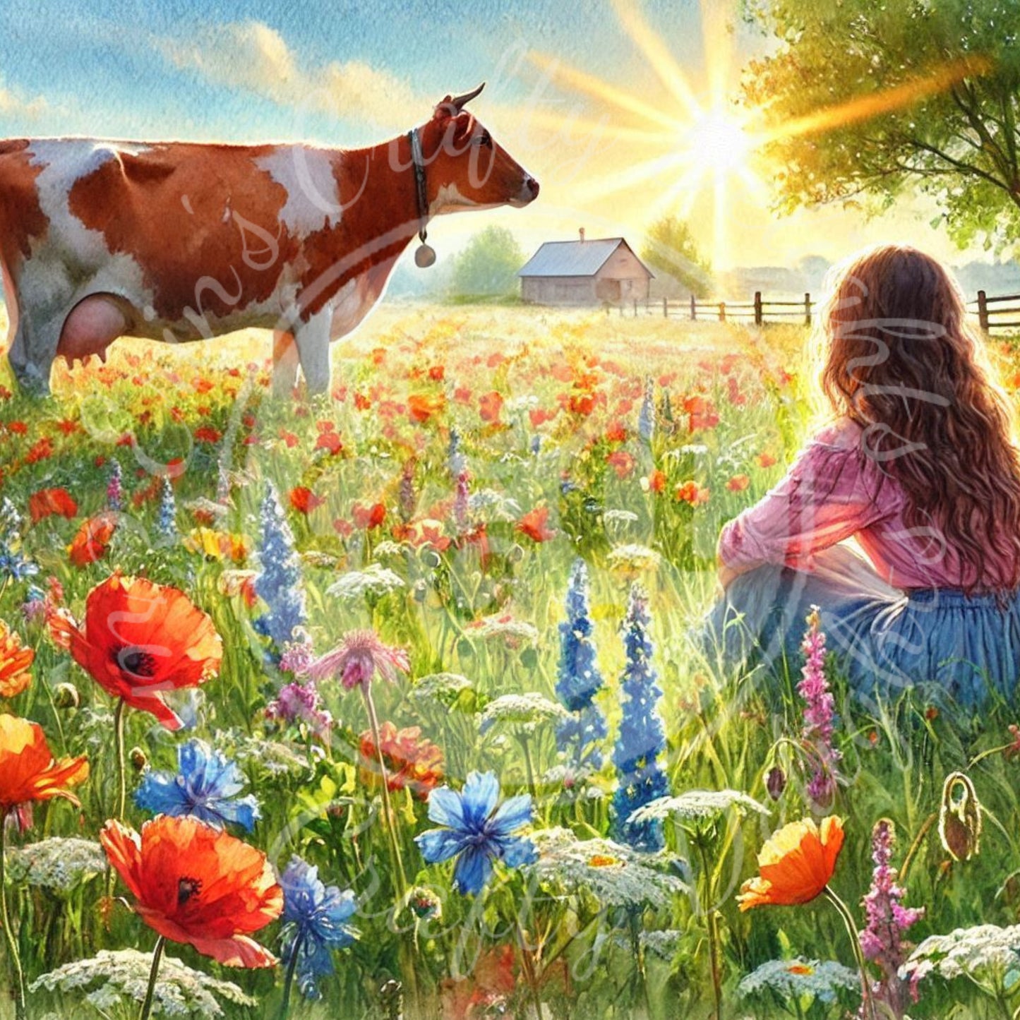 3 Spring Woman & Holstein Cow
