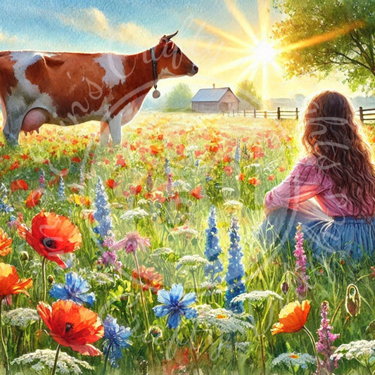 3 Spring Woman & Holstein Cow