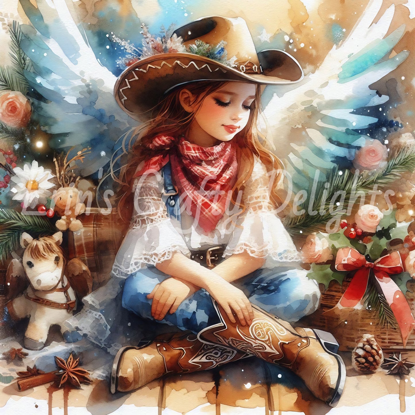 4 Sq Angel Girl 8x8 Printable
