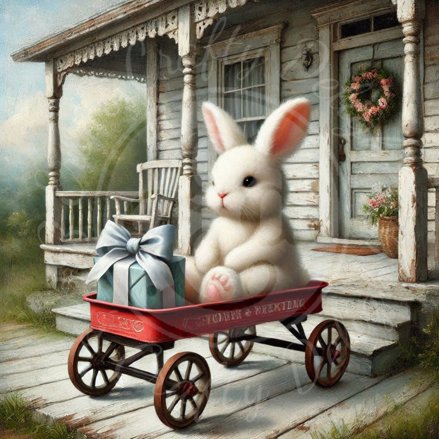 4 Bunny in a Toy Wagon