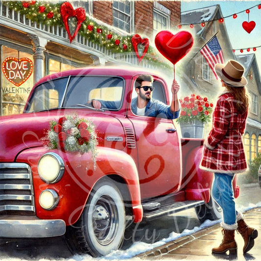 4 Couple in Love and Red Truck