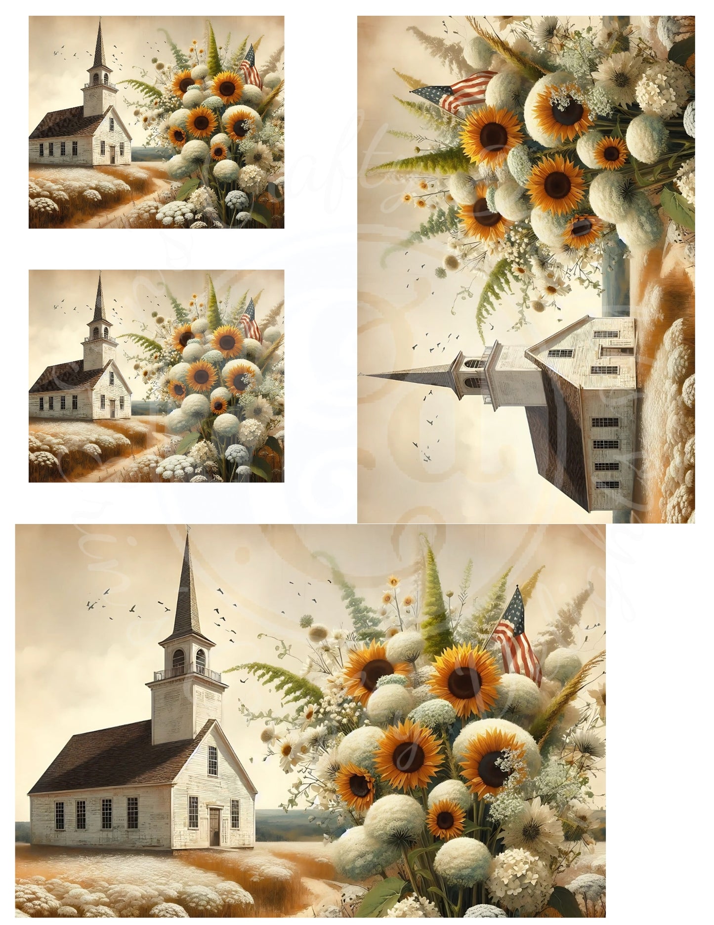 4H Sunflower Queen Anne's Lace Church Printable Set