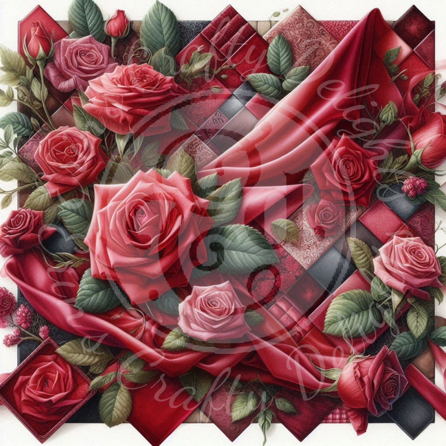 4 Red Satin & Velvet Background