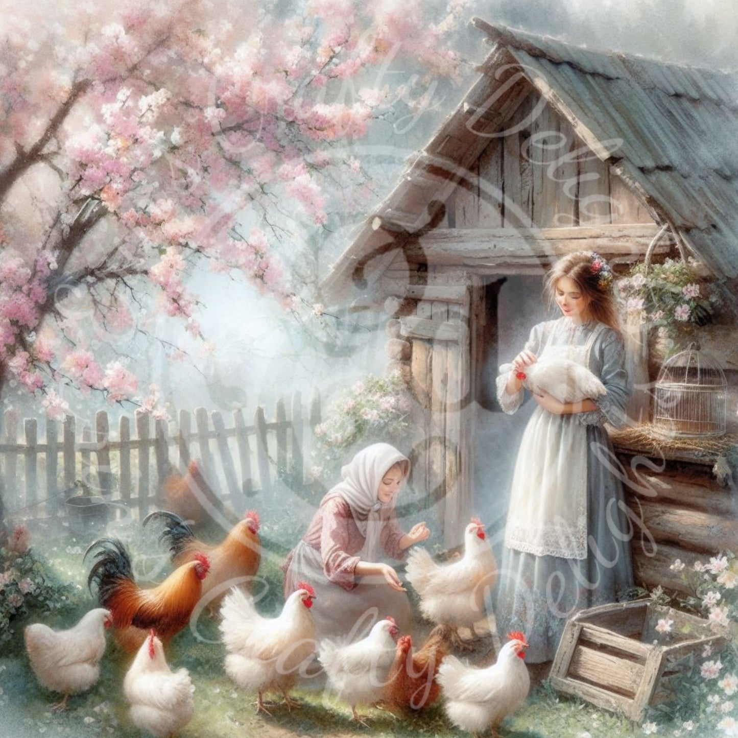 4 Spring Barnyard Scene