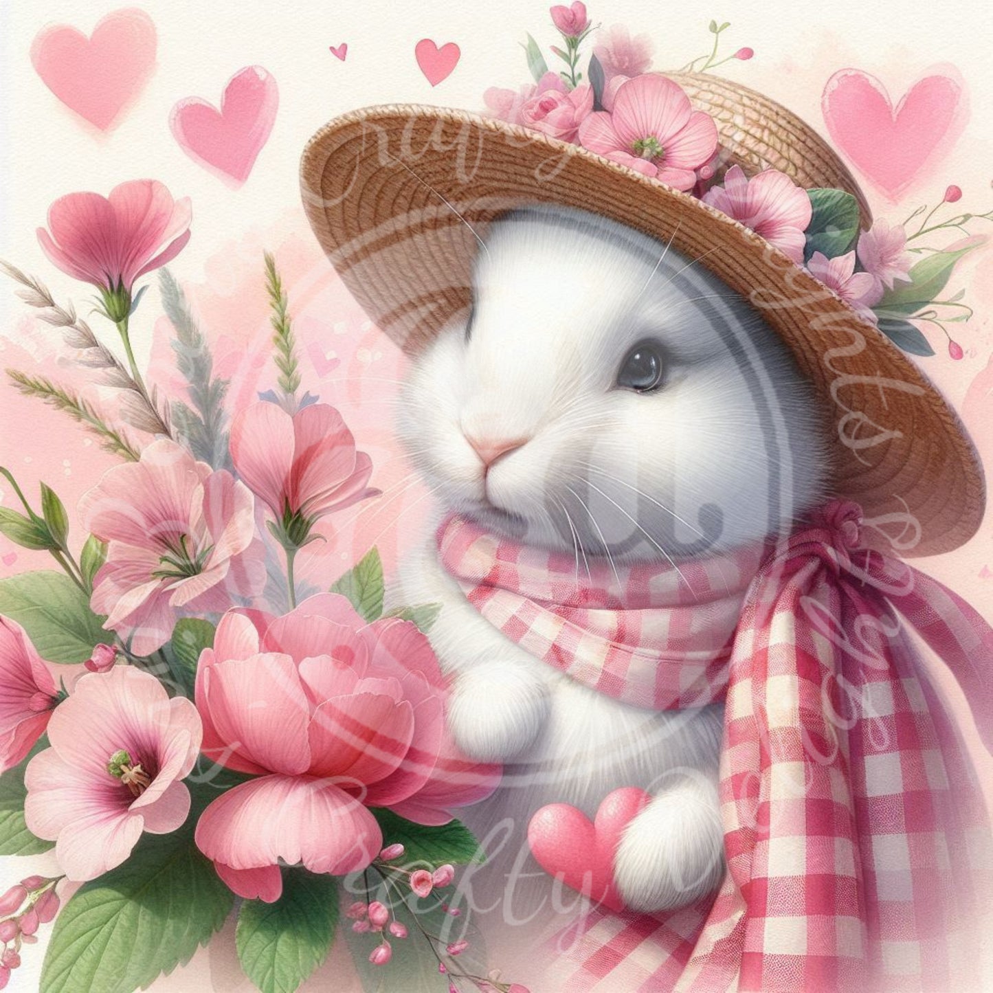 4 Spring Bunny with Hat and Scarf