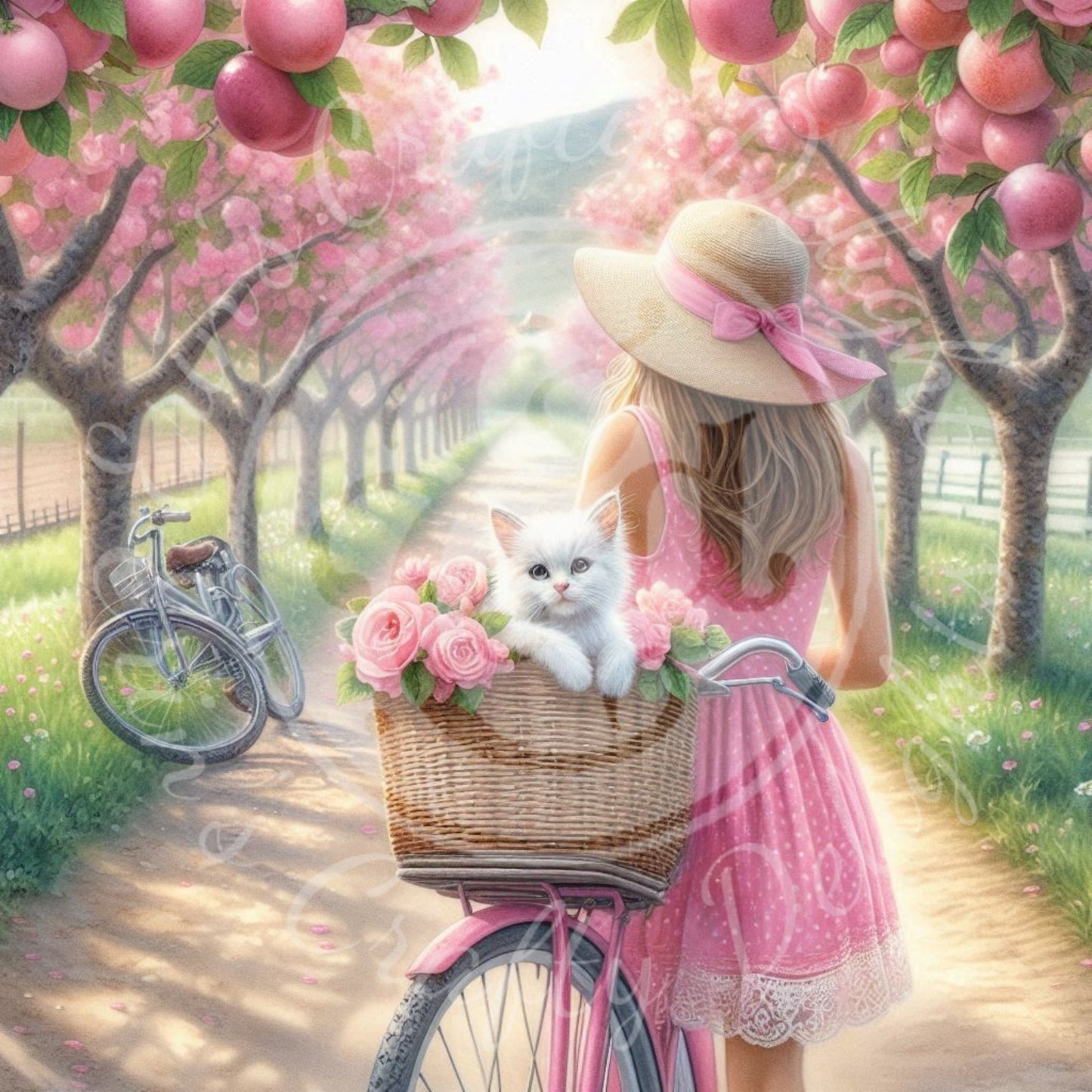 4 Spring Girl and Kitty in Pink