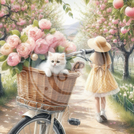 4 Spring Girl and Kitty in Yellow