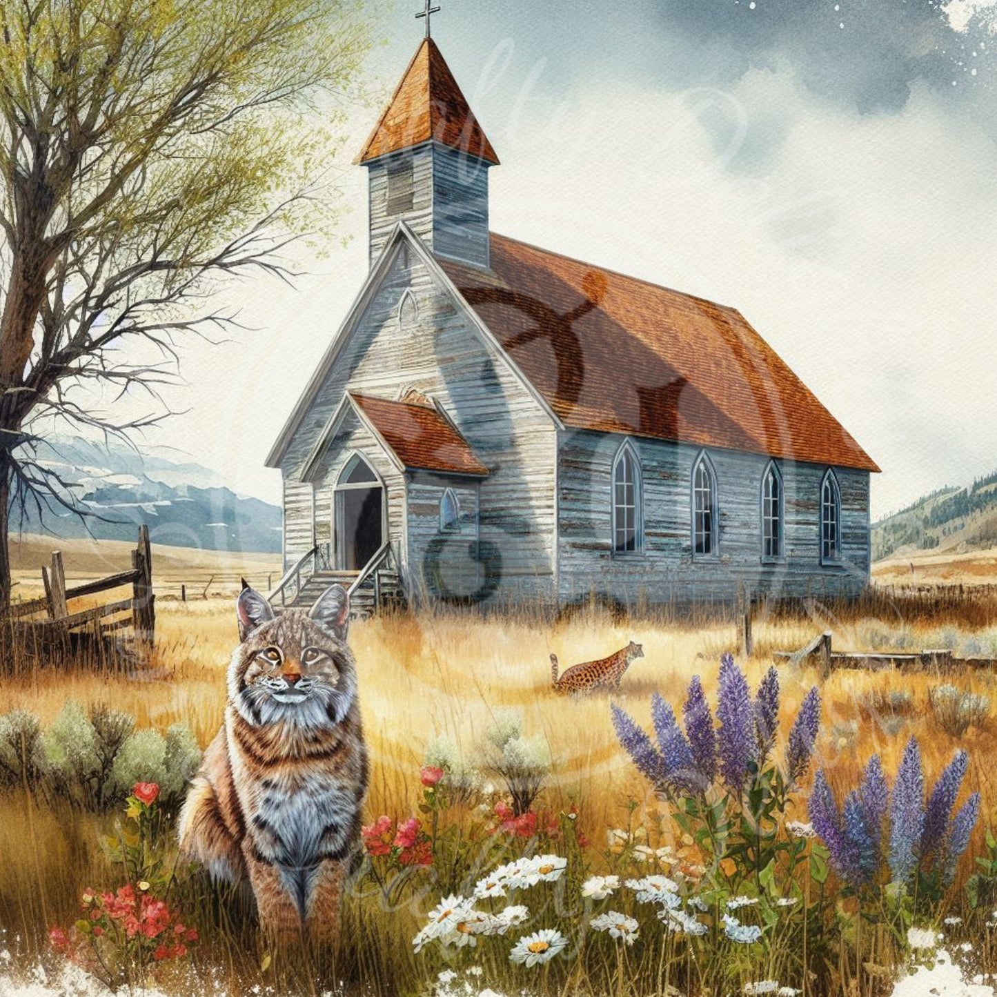 4 Spring Prairie Church and Bobcat