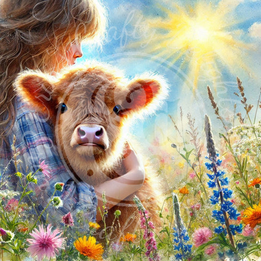 4 Spring Woman & Highland Cow