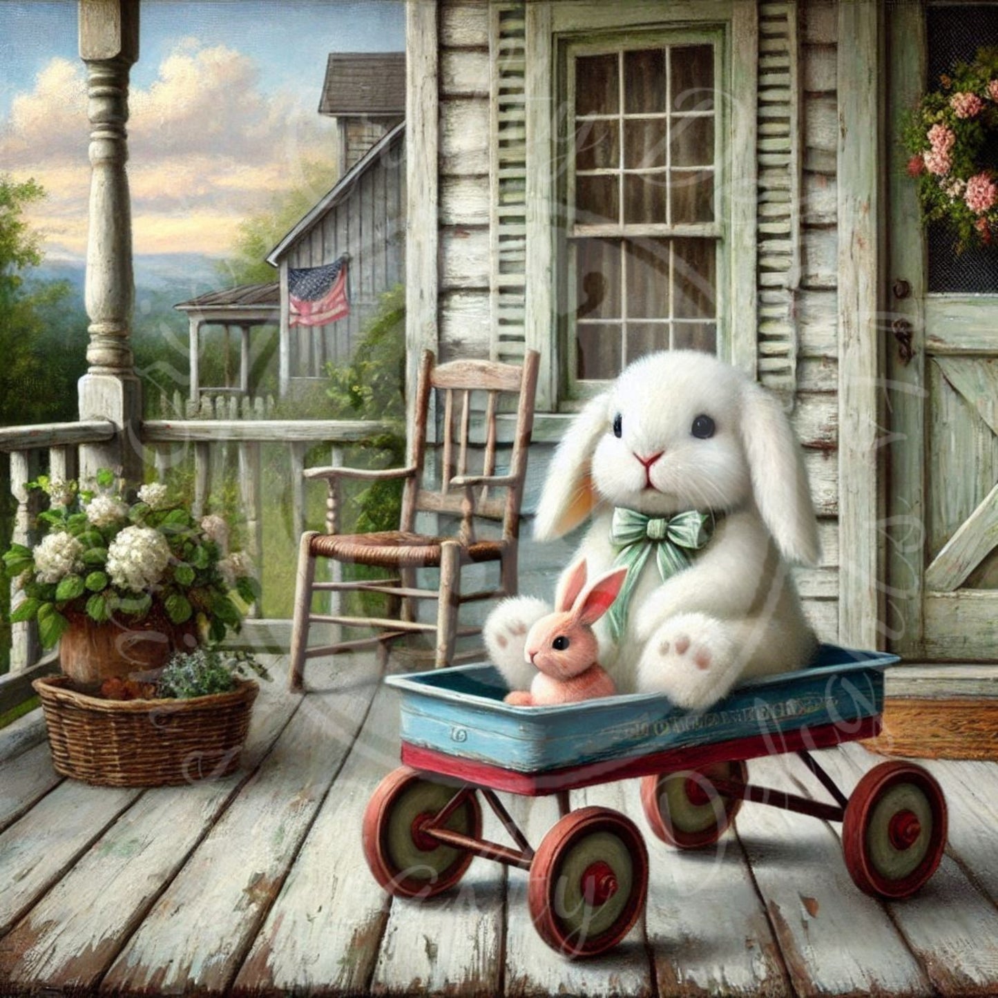 5 Bunny in a Toy Wagon