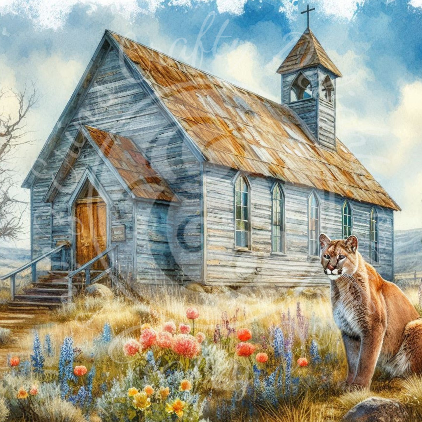 5 Spring Prairie Church and Mountain Lion