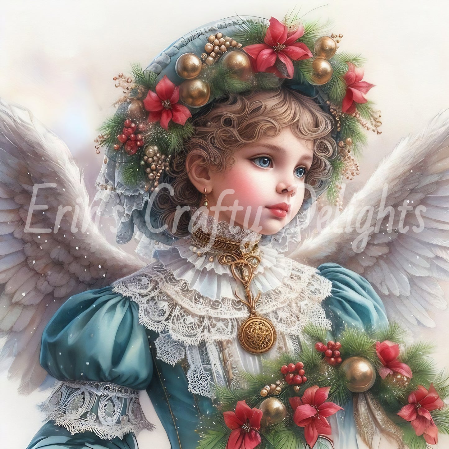 5 Sq Victorian Angel Child 8x8 Printable