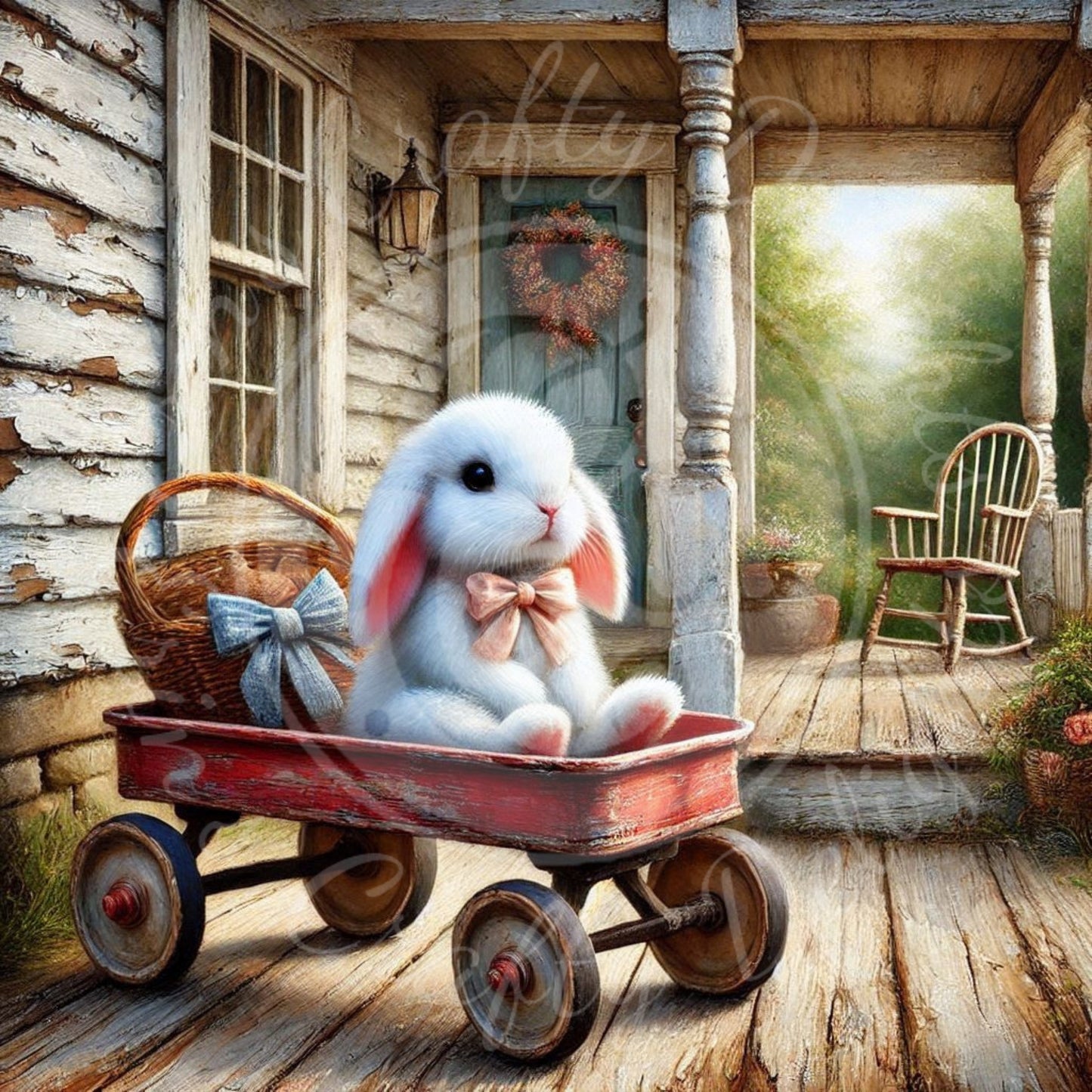 6 Bunny in a Toy Wagon