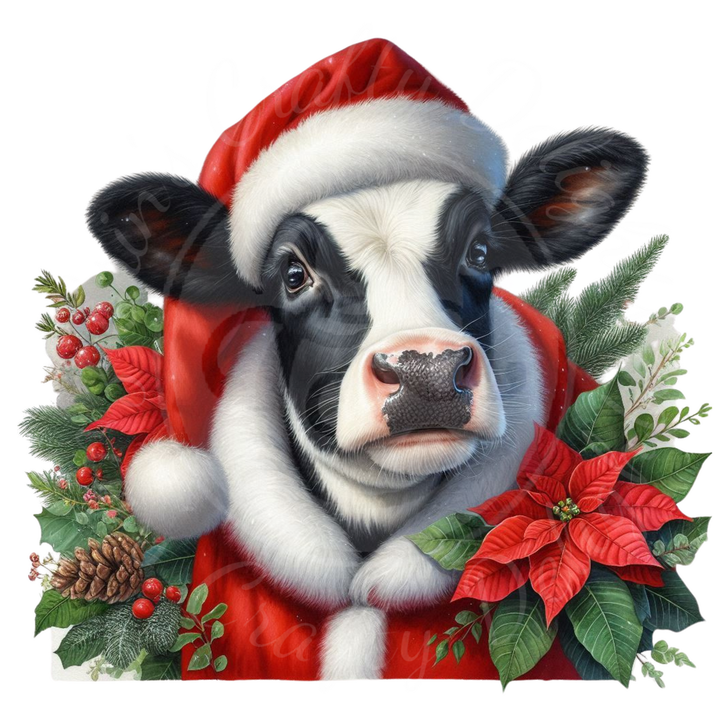 6 Christmas Holstein Cow